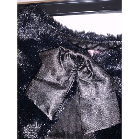 Copper Key  Girls Faux Fur Cape Shawl Wrap Cropped Size M Black - Picture 2 of 6